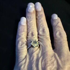 BP HematiteTone Halo Ring with yellow CZ Center Stone